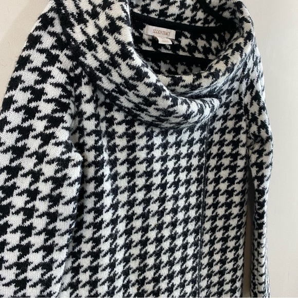 ELLEN TRACY Women’s Black‎ White Wool Blend Houndstooth One Button Cardigan Sz S - Picture 3 of 11